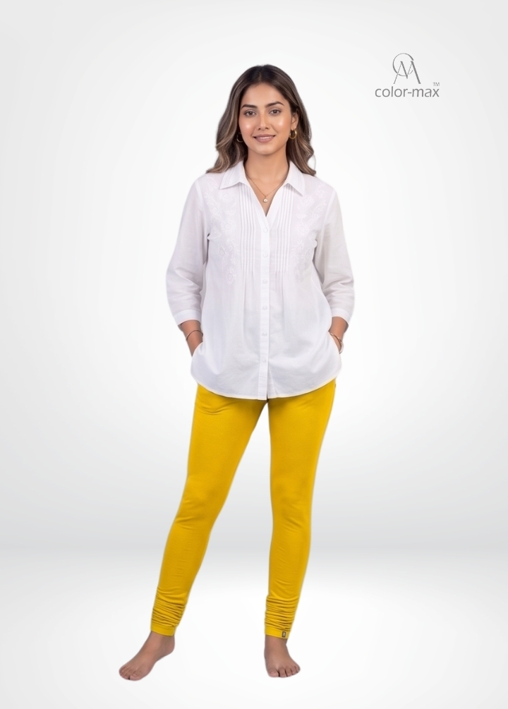 NEW YELLOW - Premium Cotton Lycra Chudi Leggings